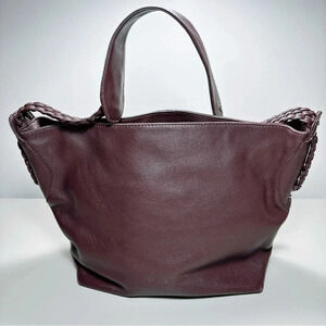 Derek Alexander Brown Leather Braided Handle Shoulder Bag